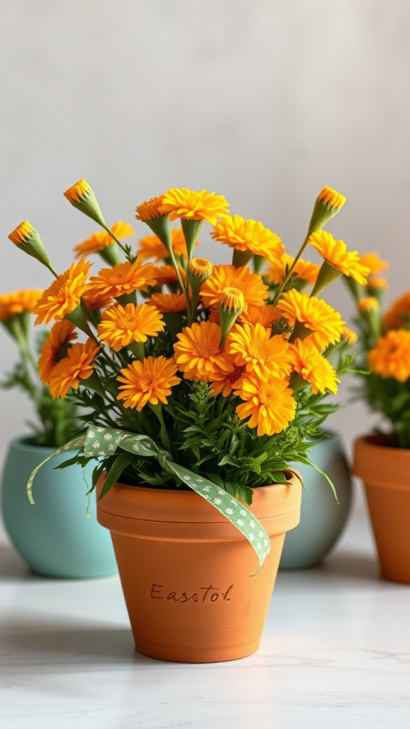 24. Marigold Easter Terracotta Pots