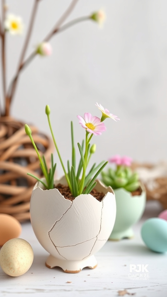 13. Pastel Eggshell Planters