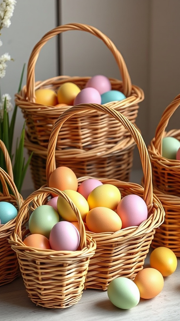 18. Colored Egg Wicker Baskets