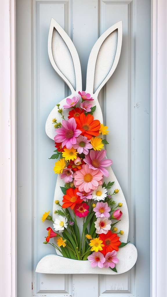 22. Floral Bunny Door Decor