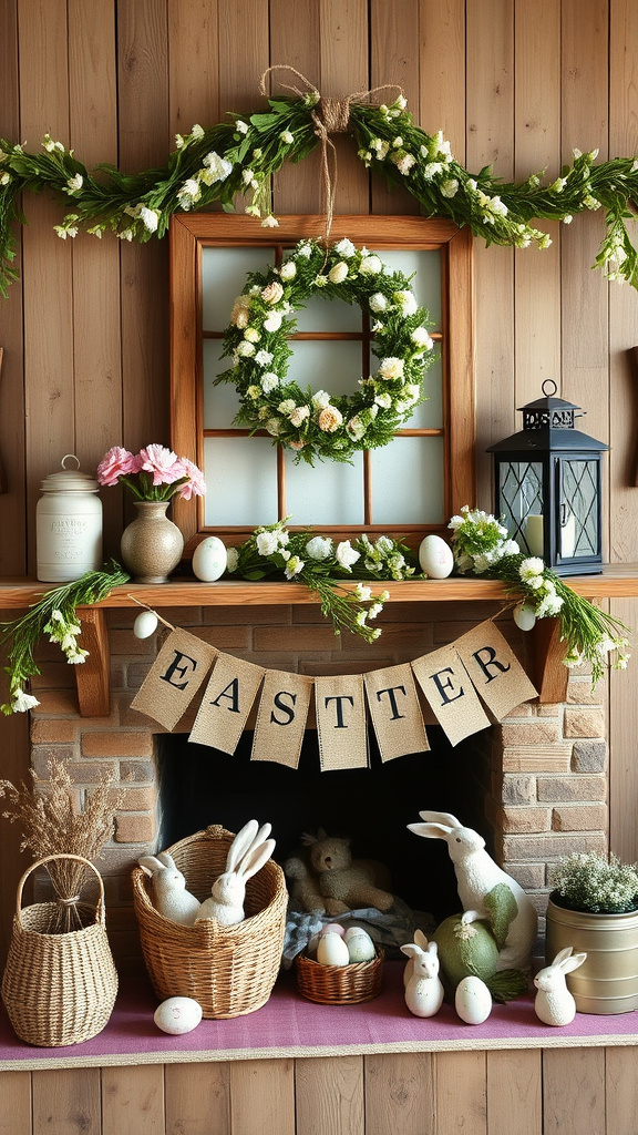 6. Rustic Farmhouse Easter Mantel