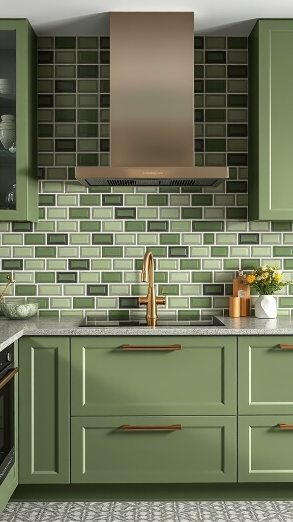 10. Elegant Olive Green Tilework