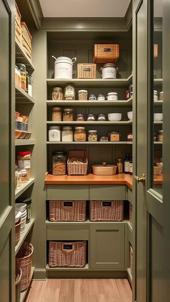 19. Olive Green Pantry Organization