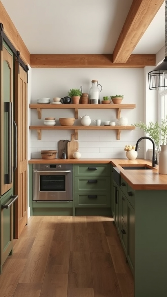 5. Olive Green Farmhouse Kitchens