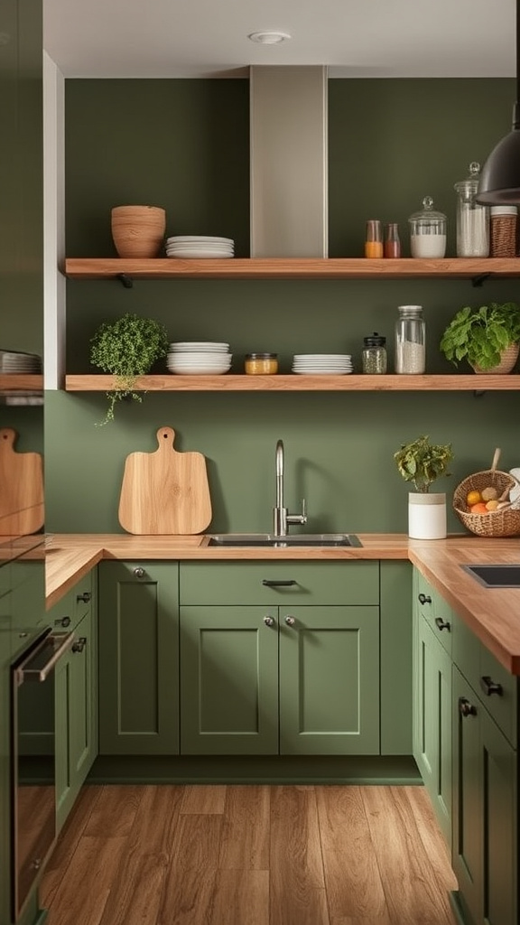 9. Olive Green and Wood Combinations